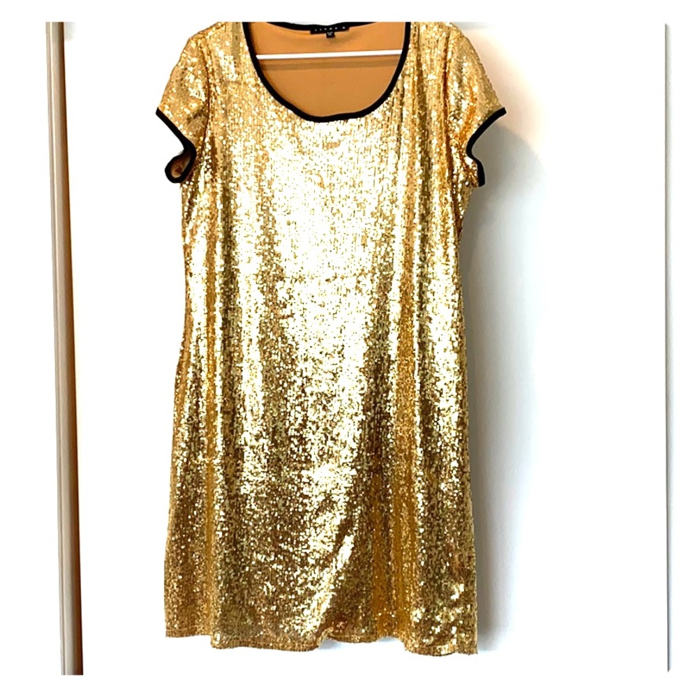 Gold Sequin T-Shirt Dress by Tiana B